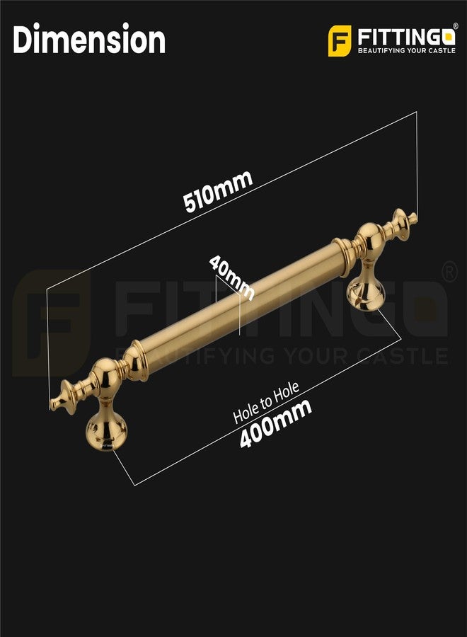 Fittingo Vintage Royal Main Door Handle | 16 Inch Premium Pull Push Handle for Home, Office, Hotels & Villas | Stainless Steel Gold TT Finish |Hole to Hole 400mm | 3 Years Warranty - Image 2